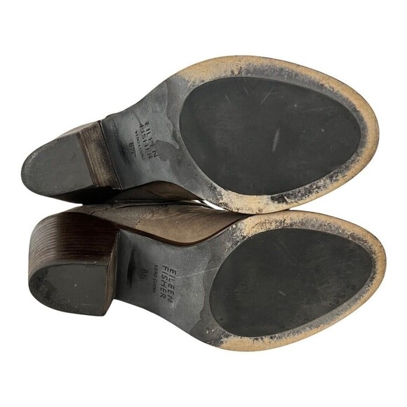 Eileen Fisher Womens Size 8.5 Brown Open Toe Leather Booties - Picture 6 of 7